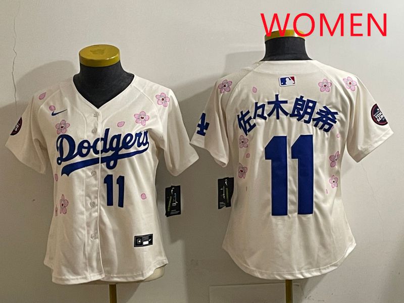 Women Los Angeles Dodgers #11 R.Sasaki Cream Sakura Edition 2025 Nike MLB Jersey style 32